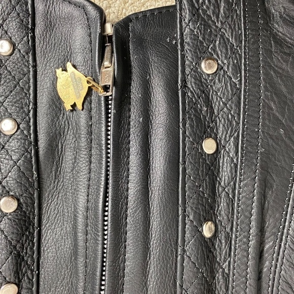 Highway One Black Studded Leather Zip Motorcycle Vest SZ M - Picture 6 of 11